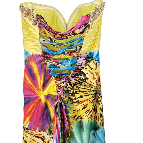 Vintage Kiss Kiss Formal Strapless Beaded Dress Size 4 Dopamine Dressing Y2K - Picture 7 of 15